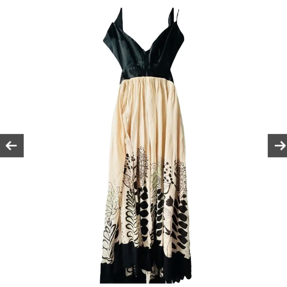 BCBG Max Azria Silk-Contrast Midi Dress EUC